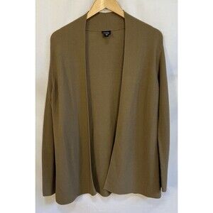 Eileen Fisher Cardigan Sweater Small knit brown Small Italian Minimalist Light
